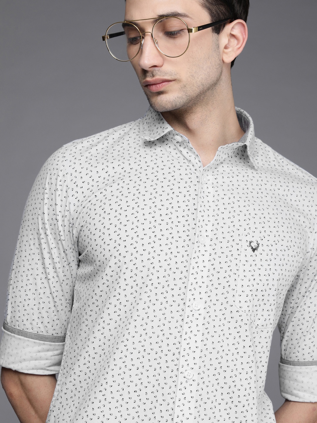 

Allen Solly Men Blue Slim Fit Printed Pure Cotton Casual Shirt