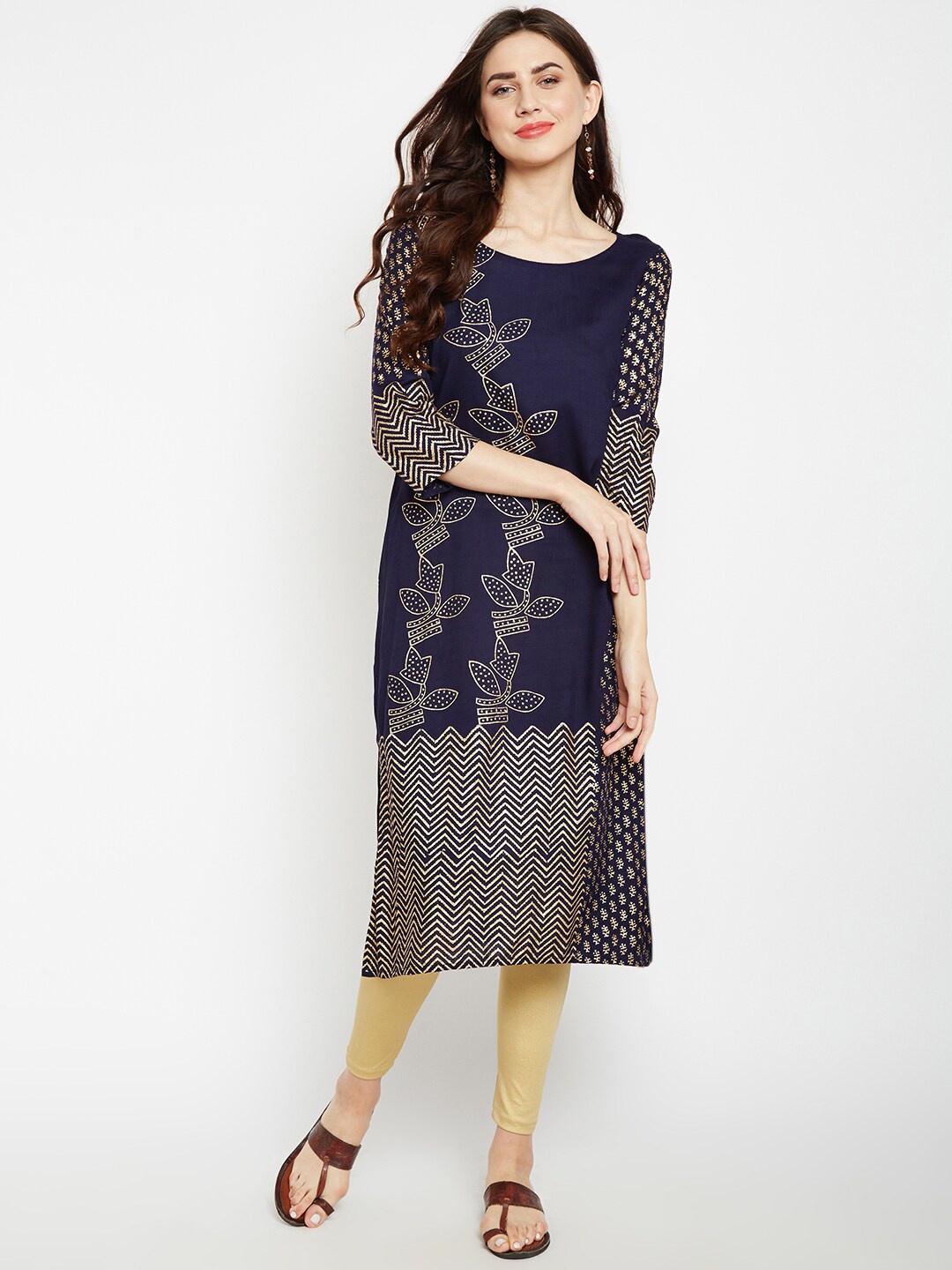 

Be Indi Women Blue Floral Printed Kurta