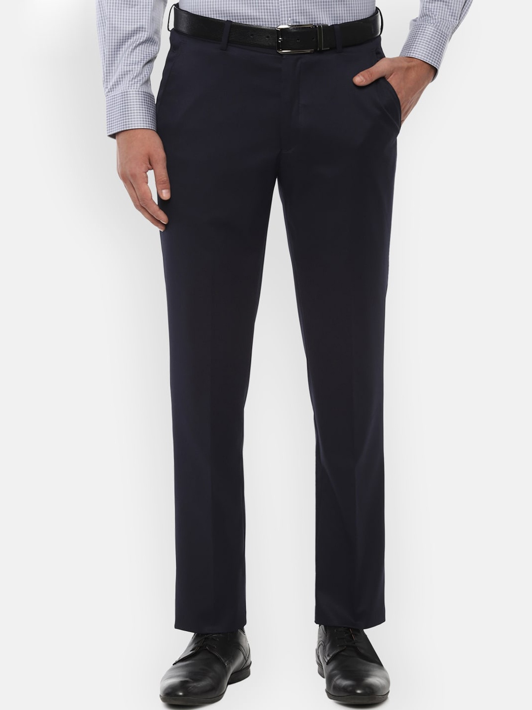 

Louis Philippe Men Navy Blue Slim Fit Formal Trousers