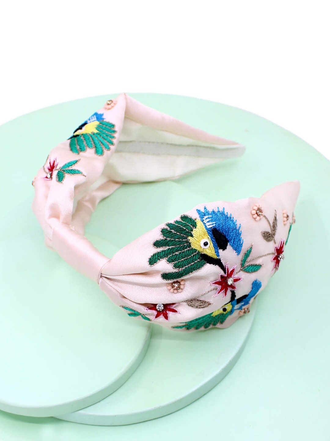 

Runway Ritual Women Pink & Green Embellished Hairband