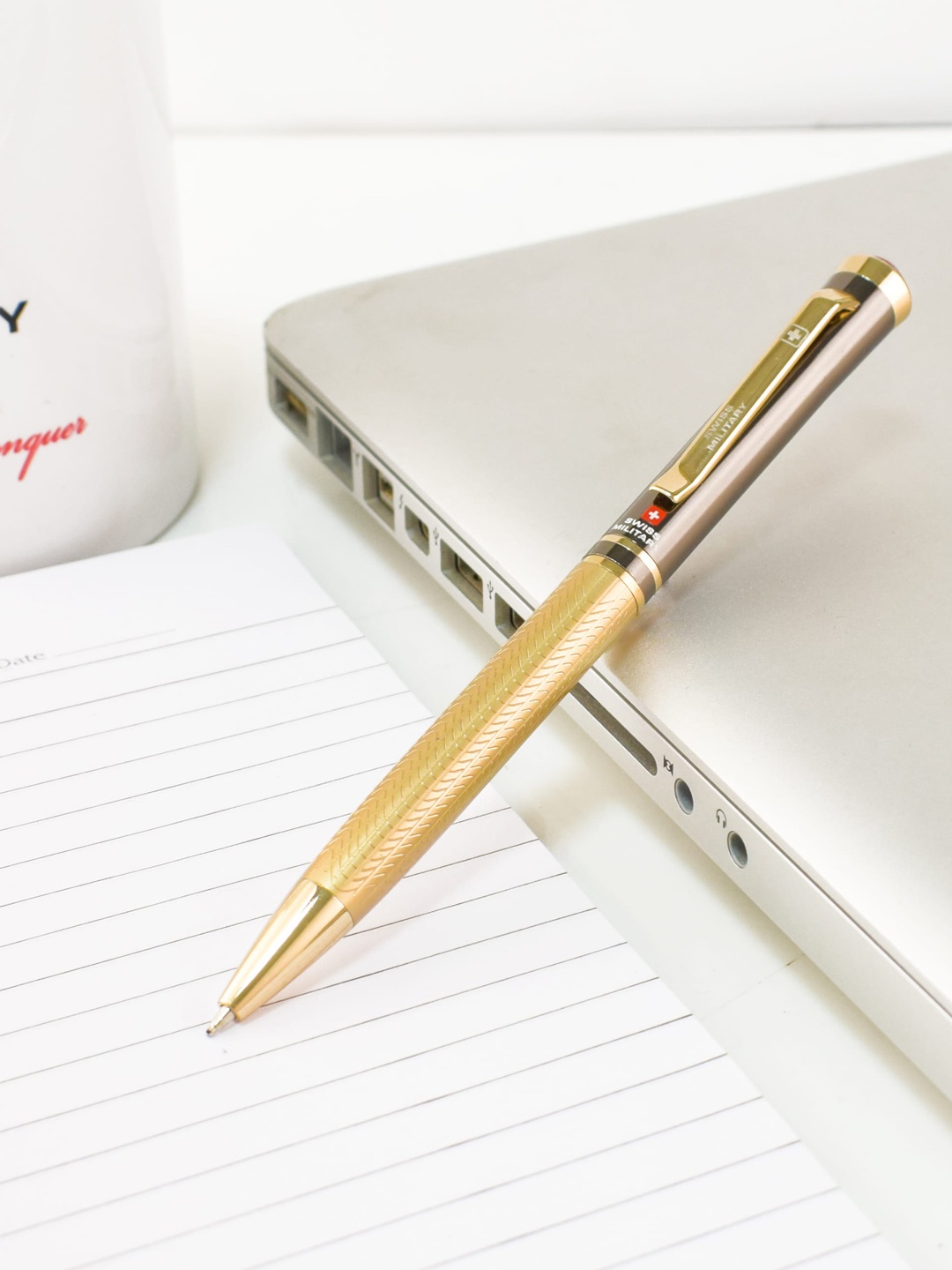 

SWISS MILITARY Gold-Toned & Brown Ball Pen