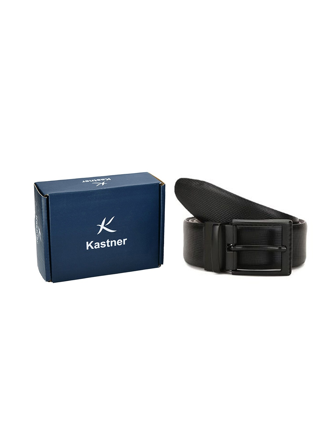 

Kastner Men Black Textured Genuine Leather Reversible Formal Belt