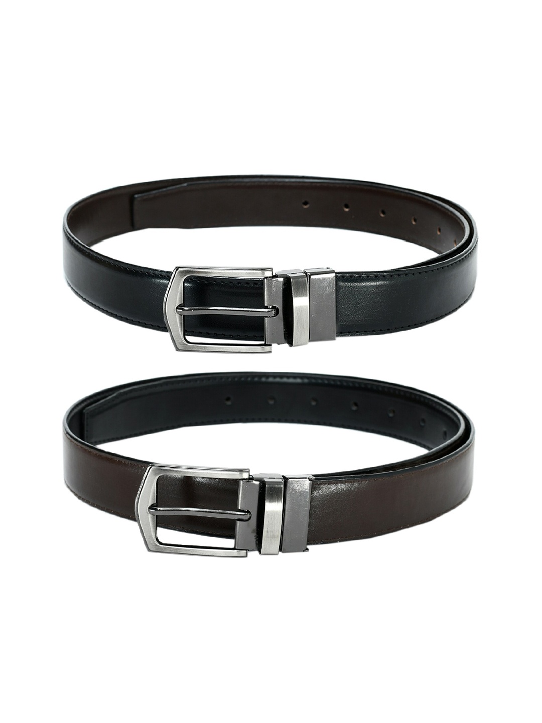 

Kastner Men Pack Of 2 Black & Brown Textured Reversible Formal Belt