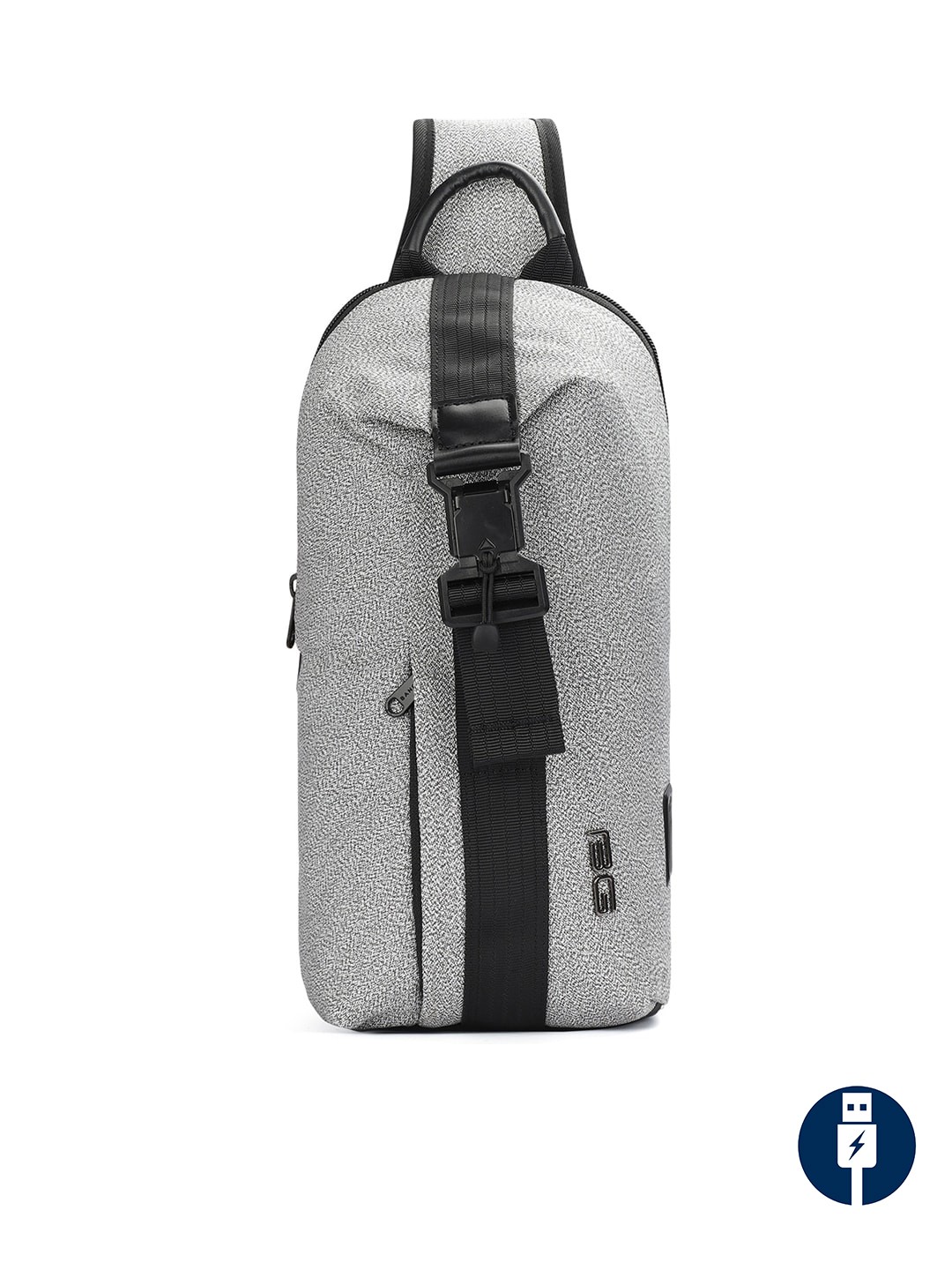 

BANGE Unisex Grey Melange Backpack with USB Charging Port
