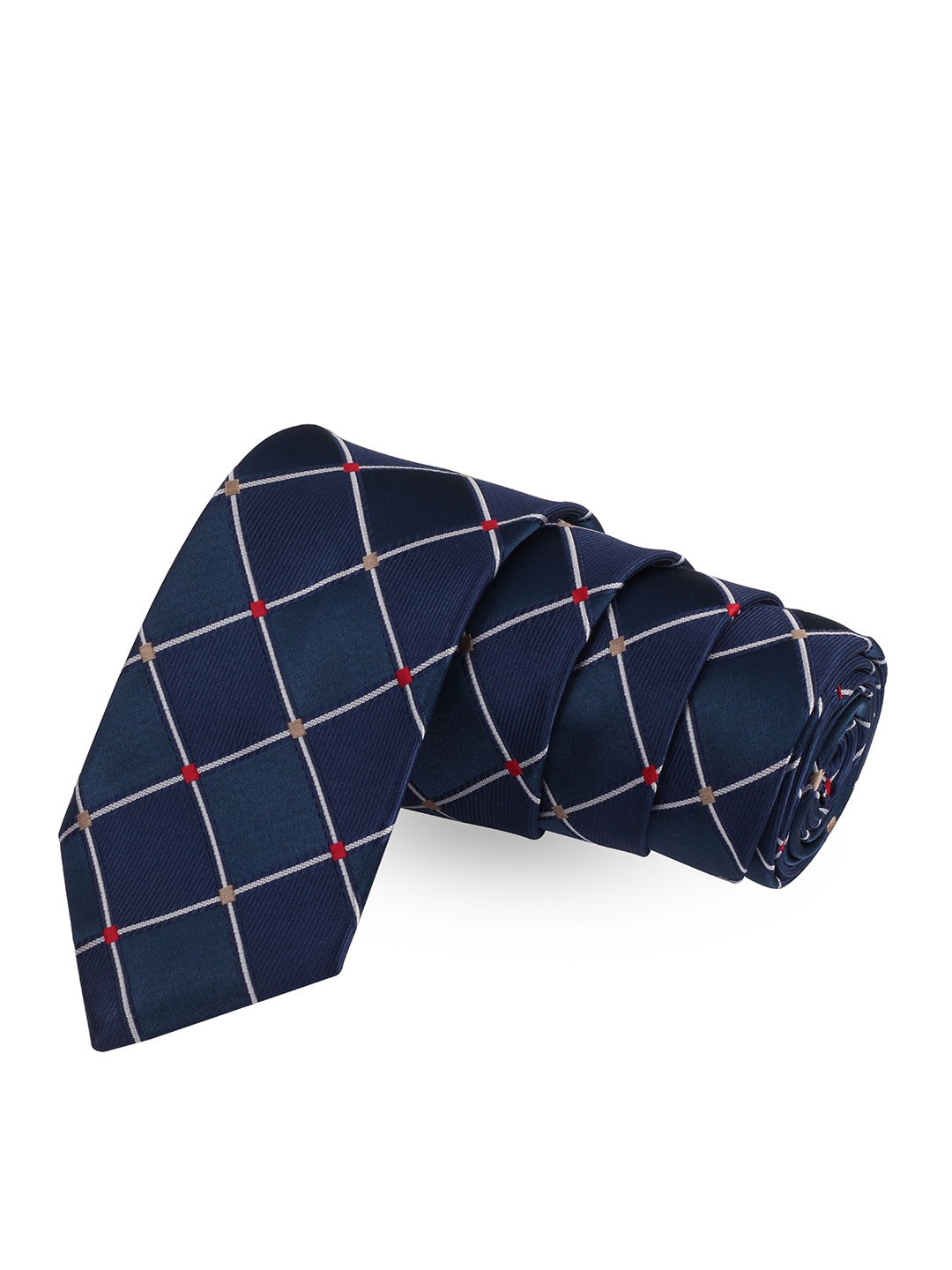 

PELUCHE Men Blue & White Checked Broad Tie