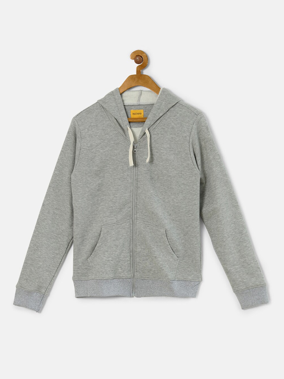 

Instafab Boys Solid Grey Hooded Sweatshirt