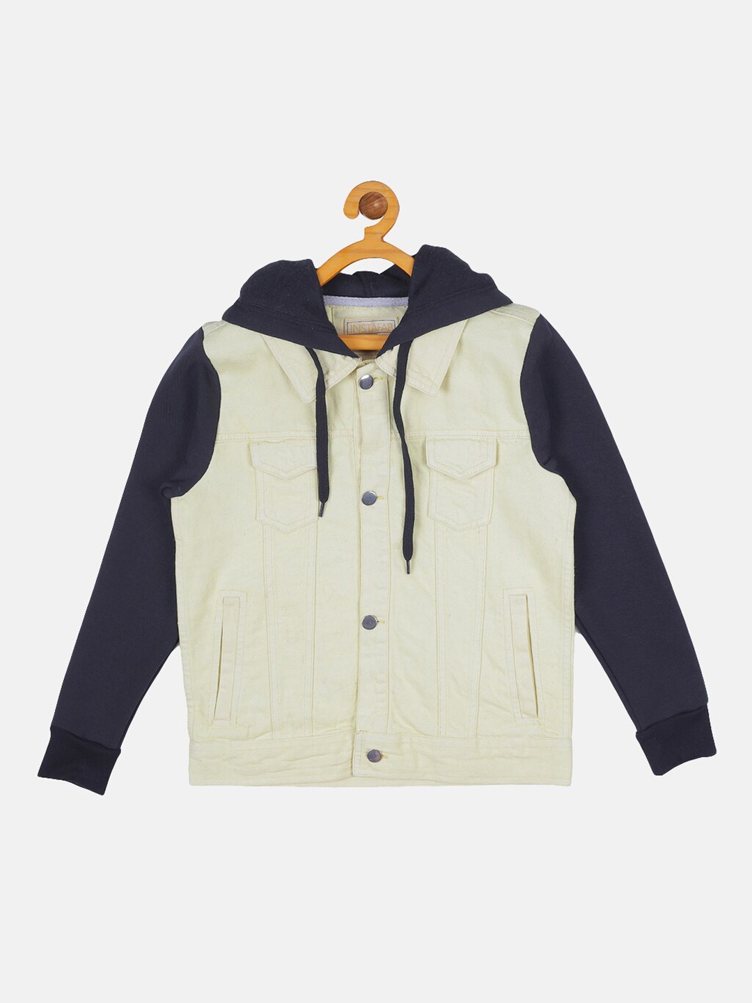 

Instafab Boys Yellow Black Windcheater Denim Jacket