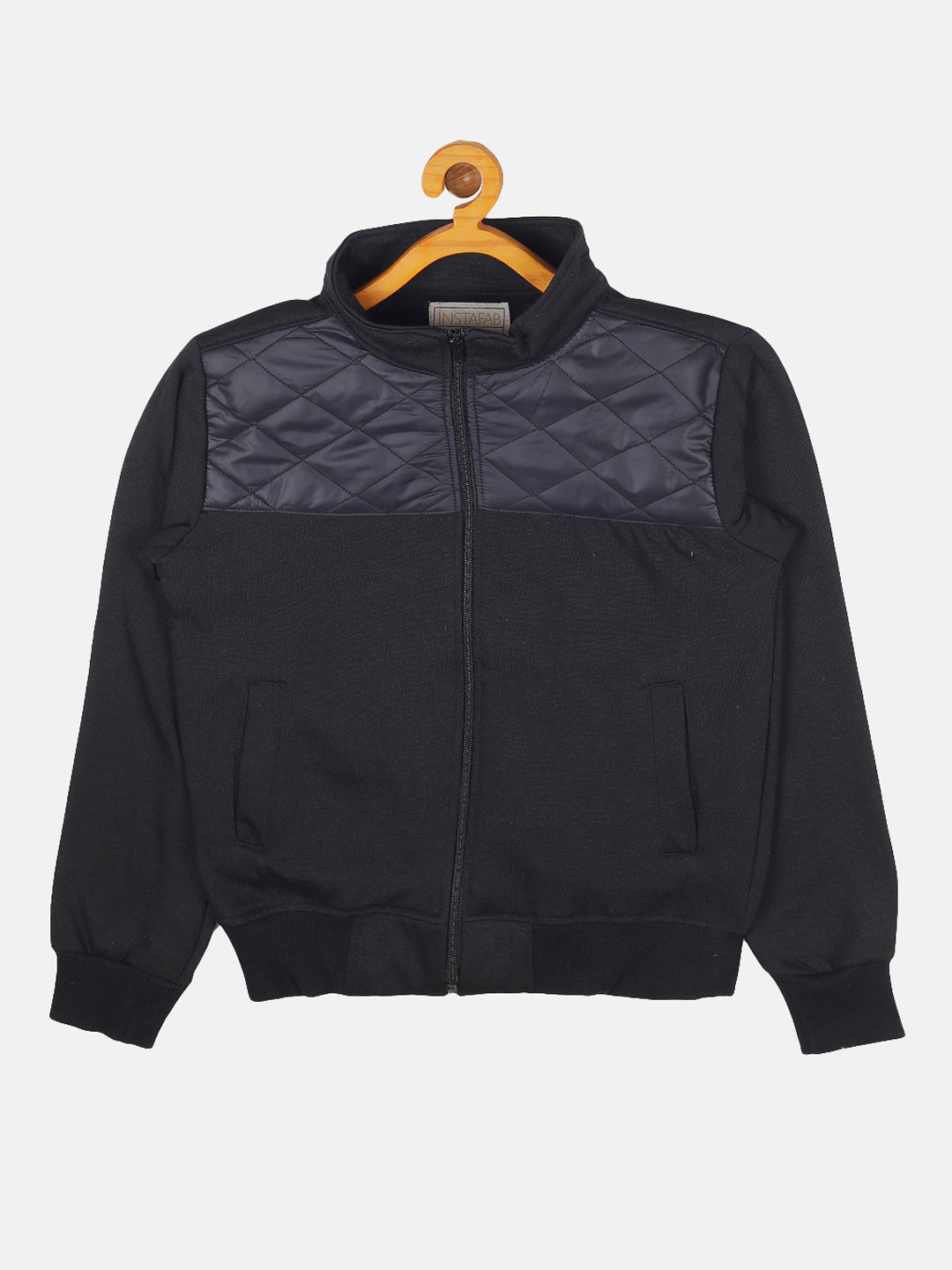 

Instafab Boys Black Quilted Windcheater Bomber Jacket