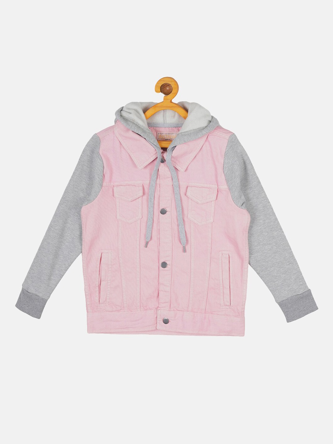 

Instafab Boys Pink & Grey Windcheater Regular Denim Jacket