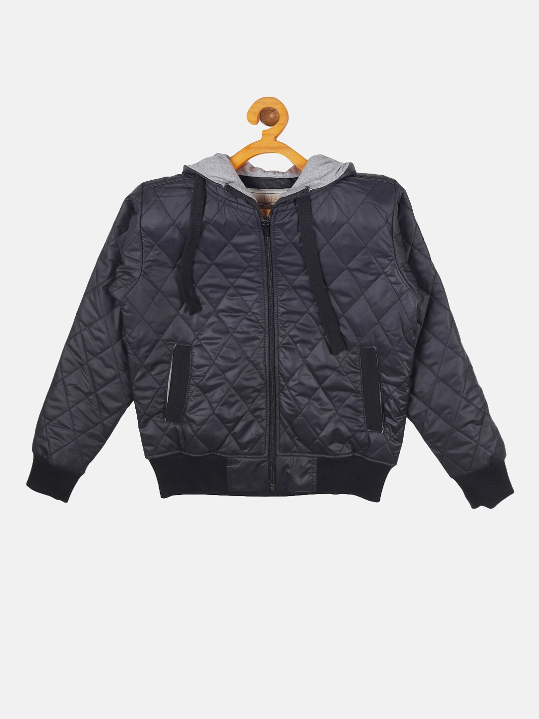 

Instafab Boys Black Windcheater Longline Quilted Jacket