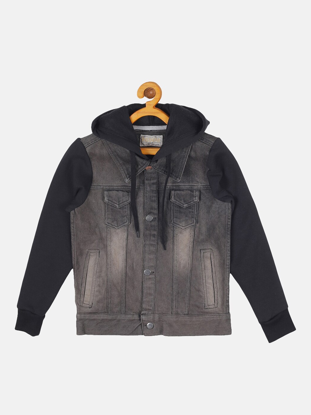 

Instafab Boys Charcoal Windcheater Denim Jacket