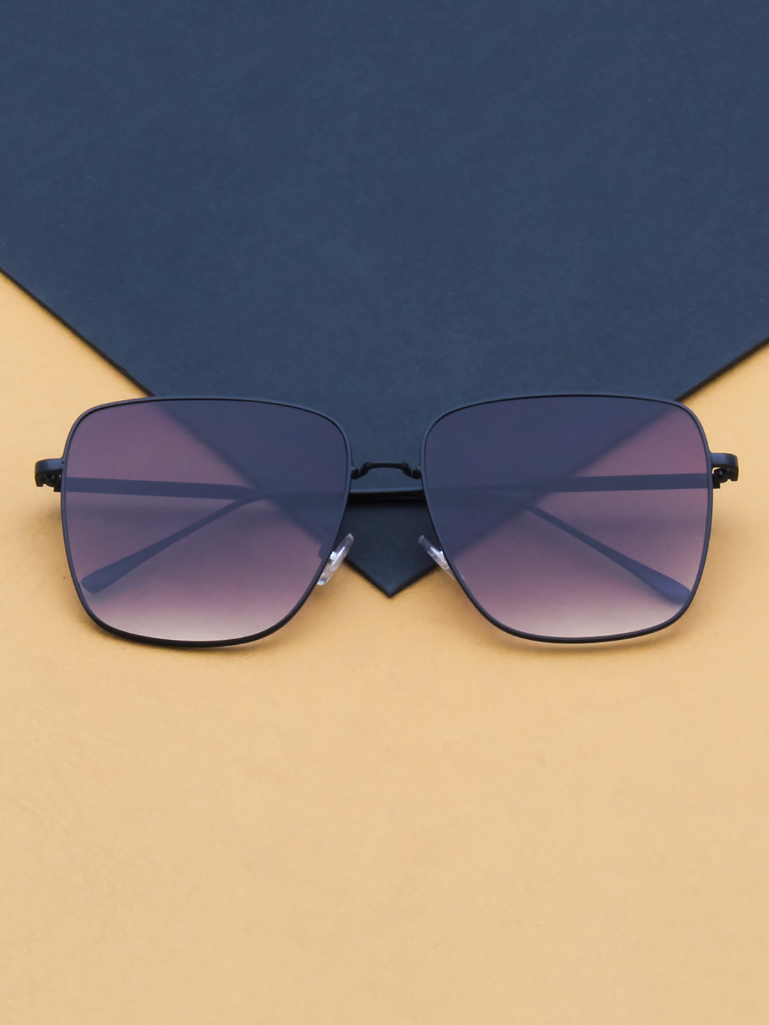 

Ted Smith Unisex Purple Lens & Black Square Sunglasses with UV Protected Lens