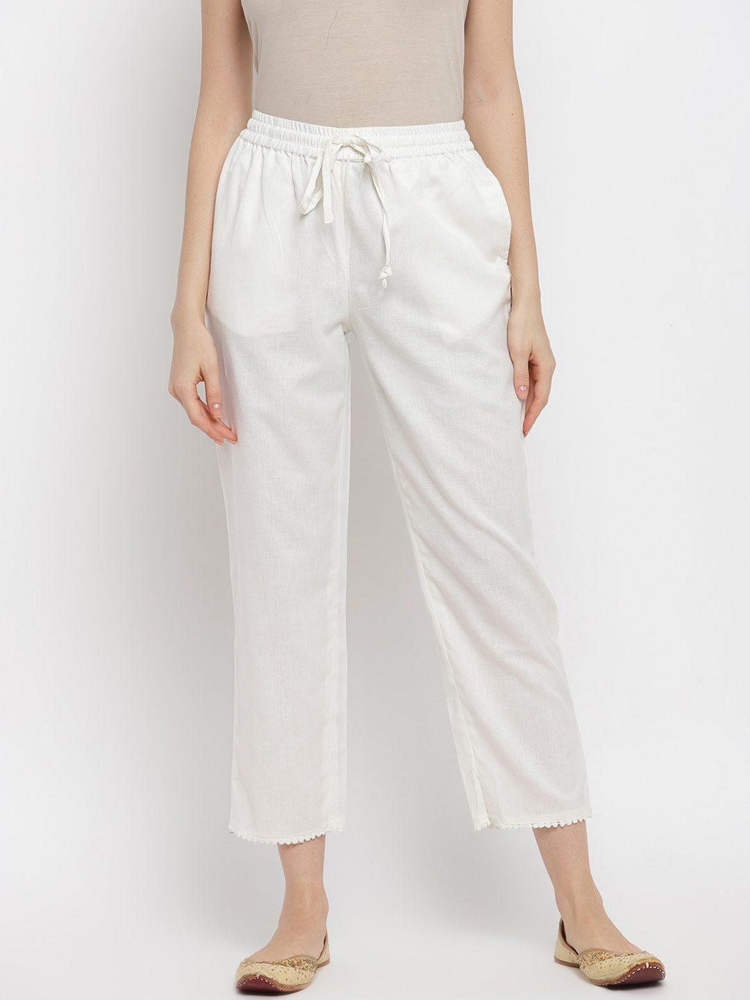 

IMARA Women Off White Trousers