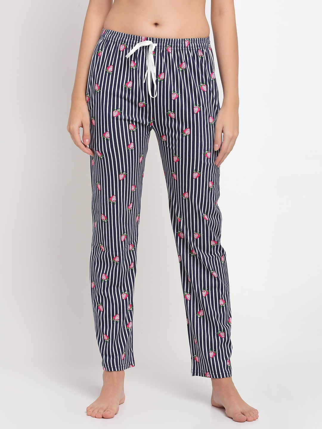 

Boston Club Women Blue & White Striped Lounge Pants