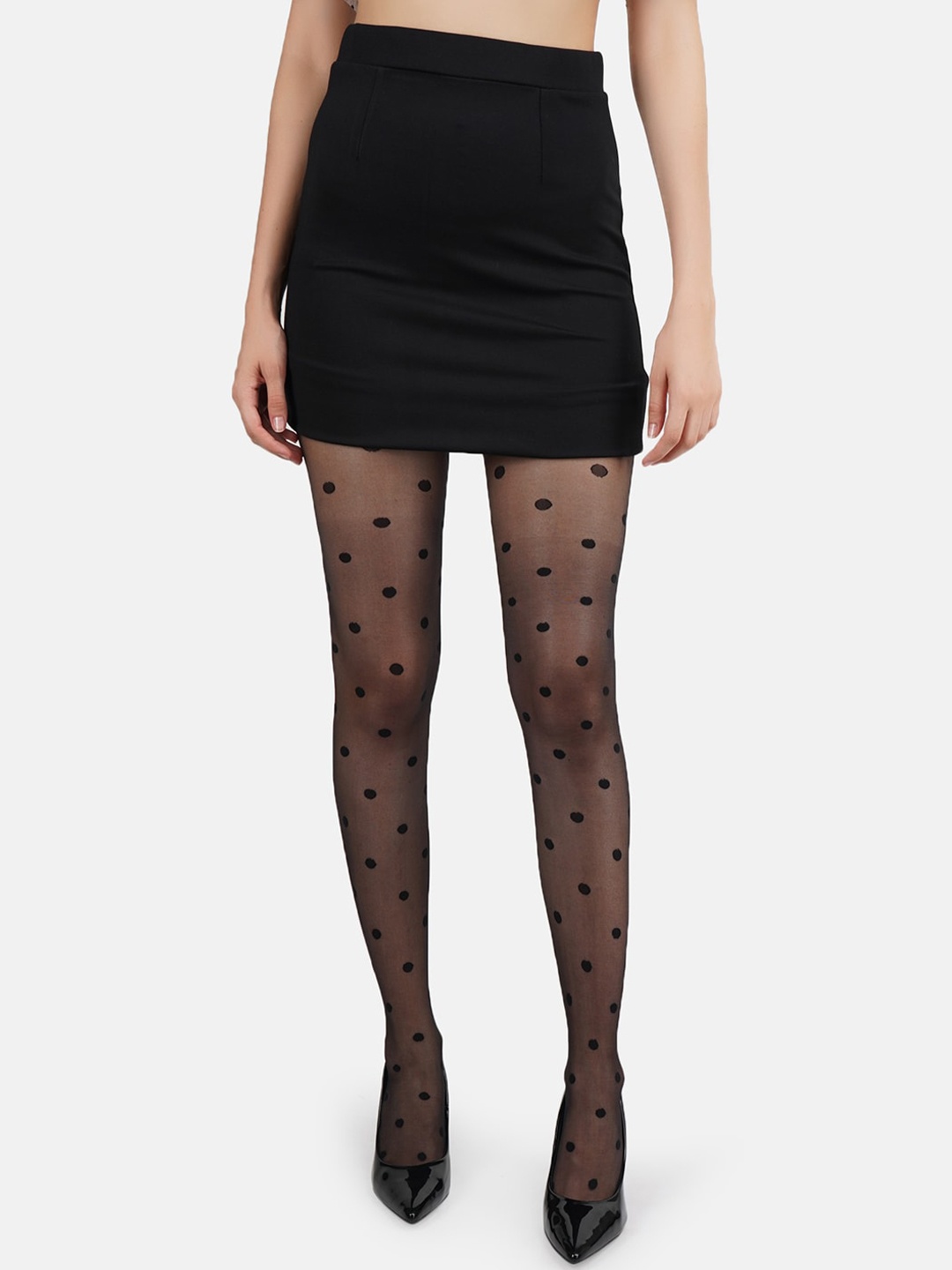 

N2S NEXT2SKIN Women Black Patterned Pantyhose Stockings