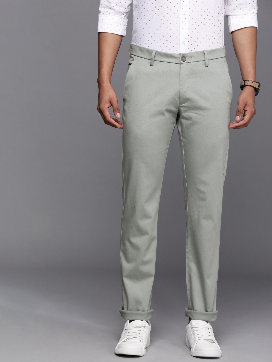 

Allen Solly Men Green Slim Fit Solid Regular Trousers