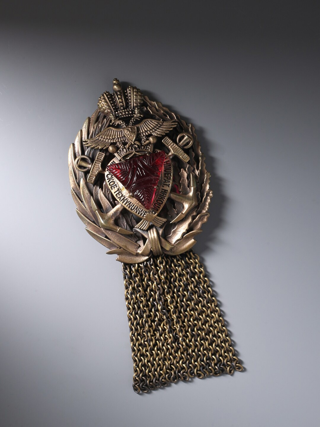 

COSA NOSTRAA Men Metallic-Toned & Red Glass-Stone Embellished The Musahi Brooch