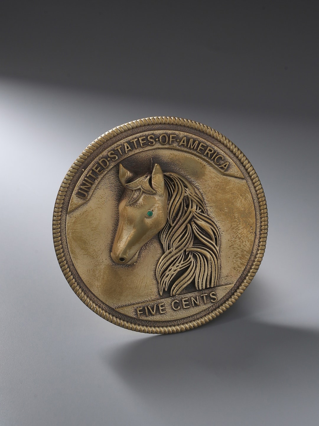 

COSA NOSTRAA Men Antique Gold-Toned The Horse Coin Brooch