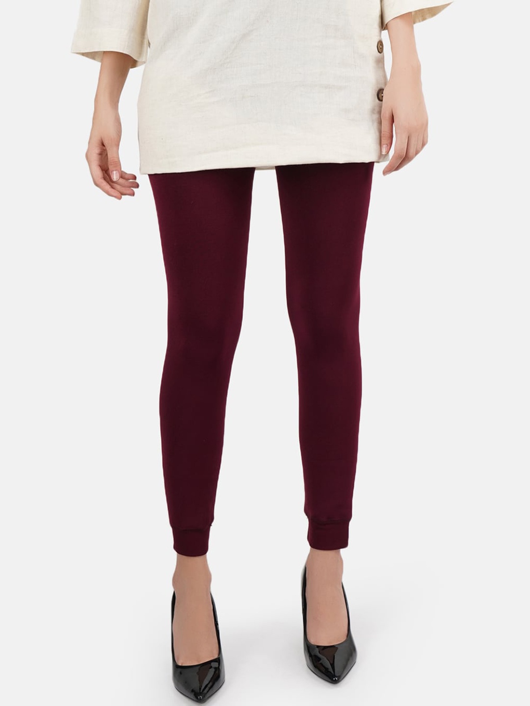 

N2S NEXT2SKIN Women Maroon Solid Fur Jogger Leggings