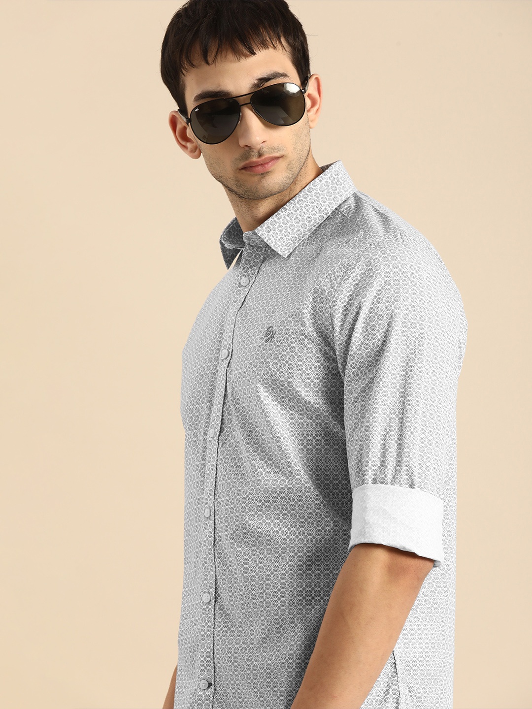 

Being Human Men White & Black Slim Fit Opaque Printed Casual Shirt