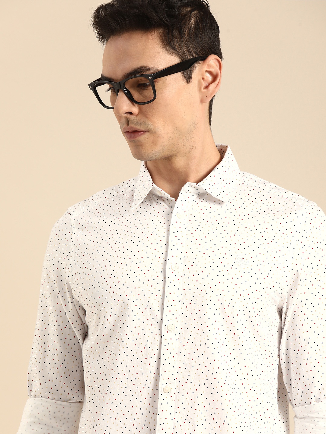 

Being Human Men White & Blue Printed Slim Fit Casual Shirt