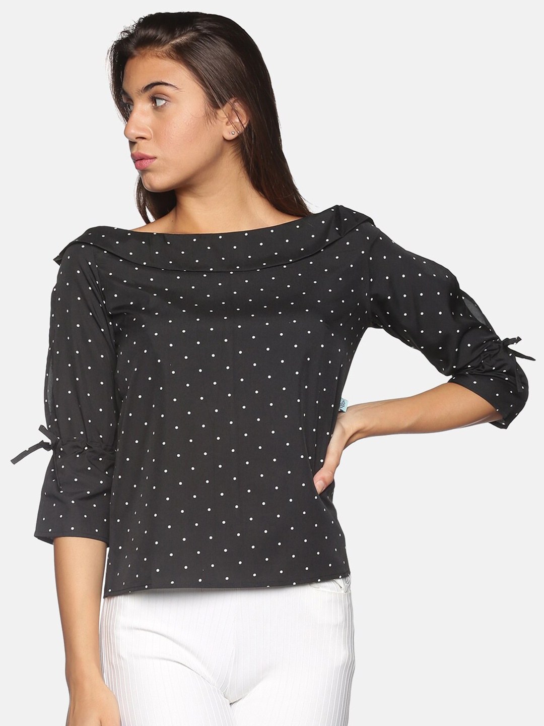 

BEVERLY BLUES Black Georgette Regular Top