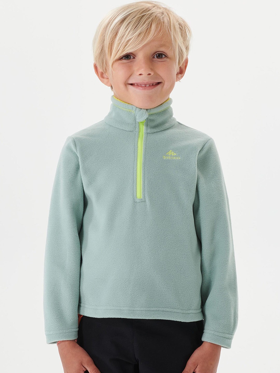 

Quechua By Decathlon Unisex Kids Green Fleece Windcheater Outdoor Sporty Jacket