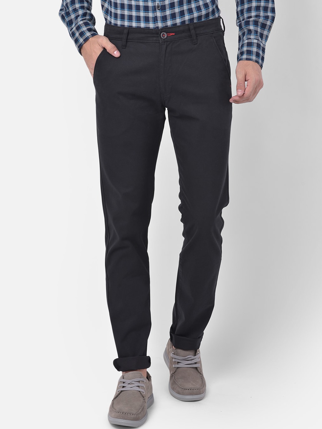 

Canary London Men Black Slim Fit Chinos Trousers