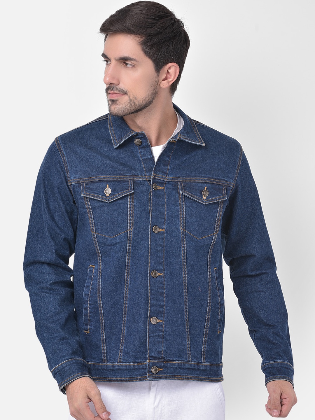 

Canary London Men Blue Washed Crop Denim Jacket