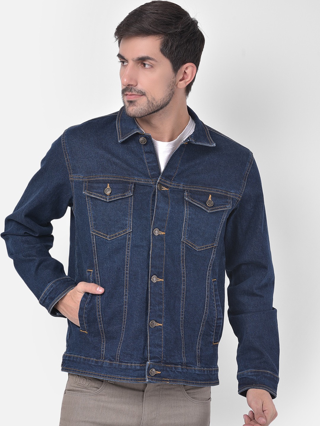 

Canary London Men Navy Blue Denim Jacket