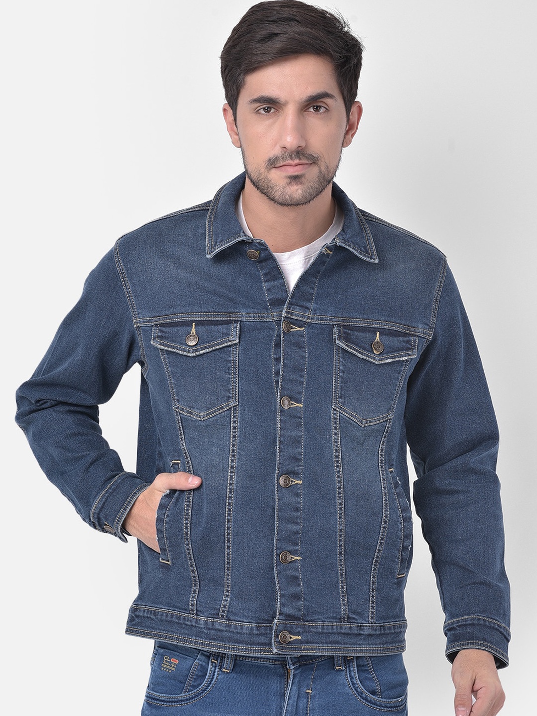 

Canary London Men Blue Washed Denim Jacket