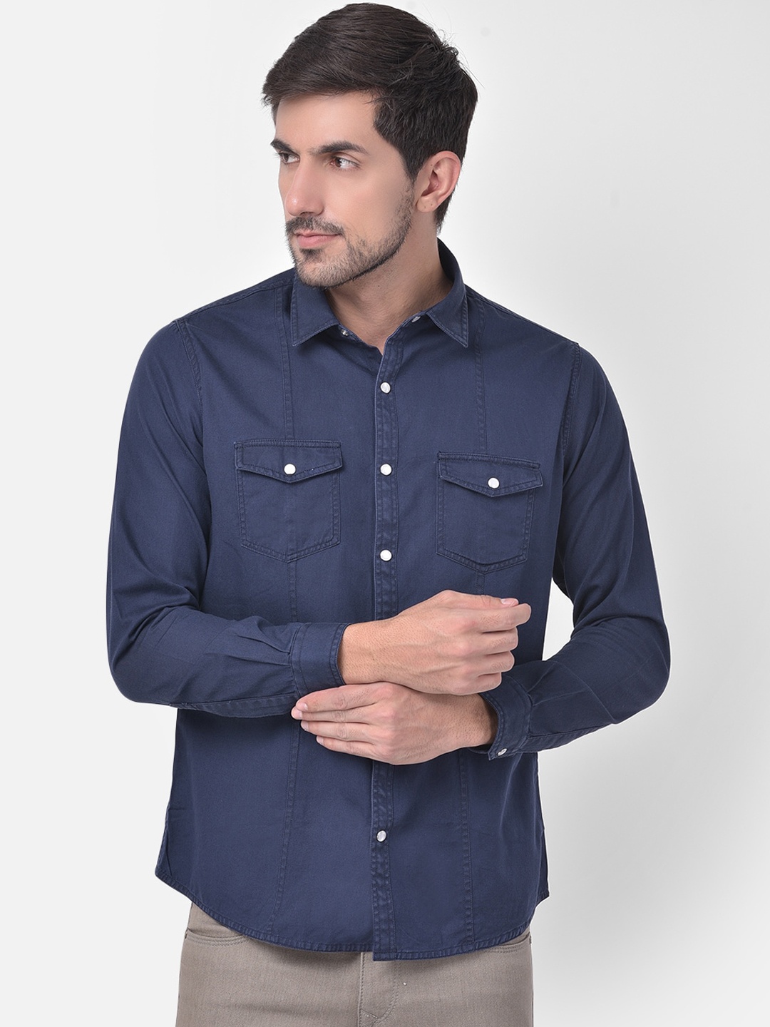 

Canary London Men Navy Blue Casual Shirt