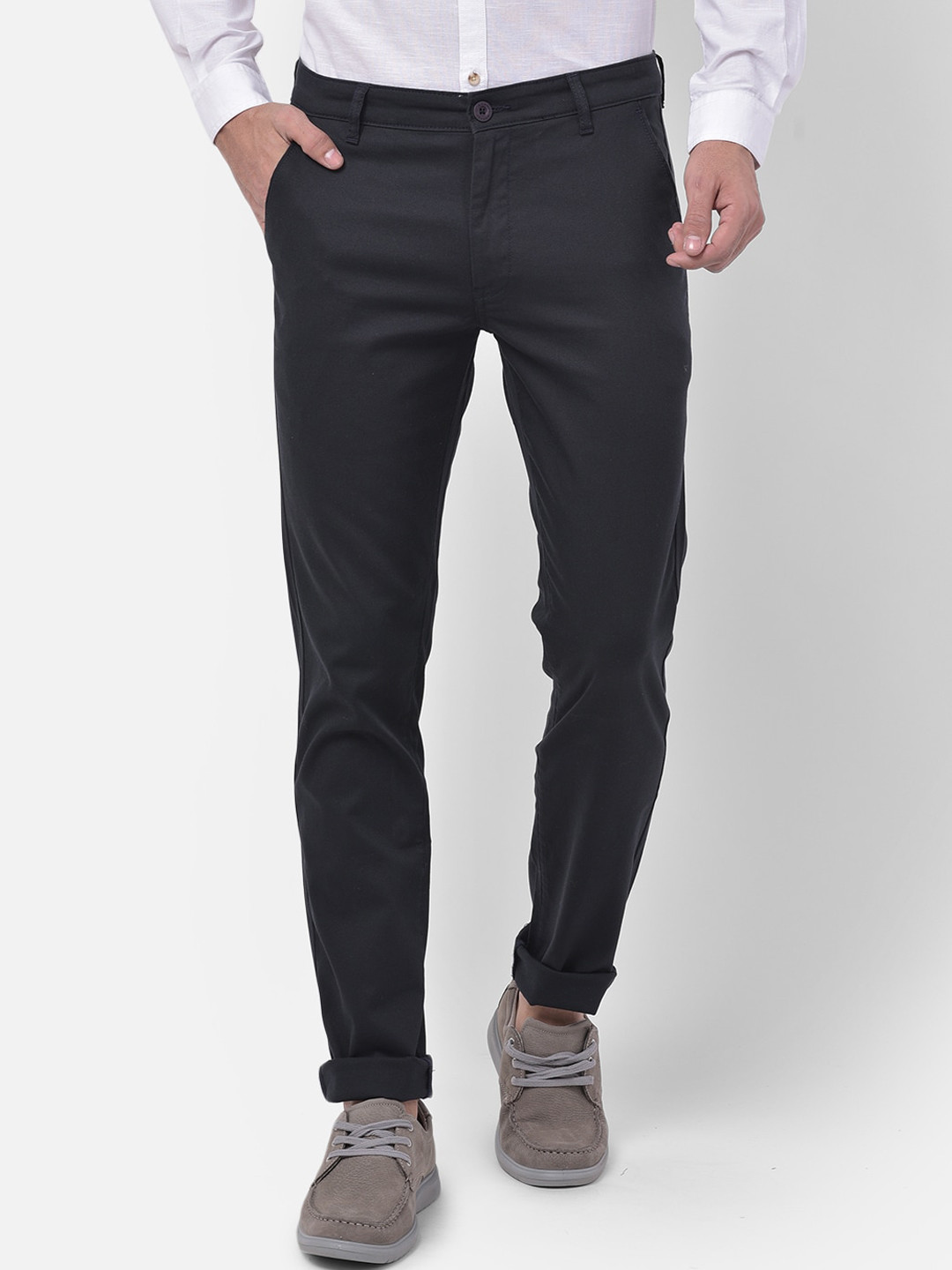 

Canary London Men Navy Blue Slim Fit Trousers