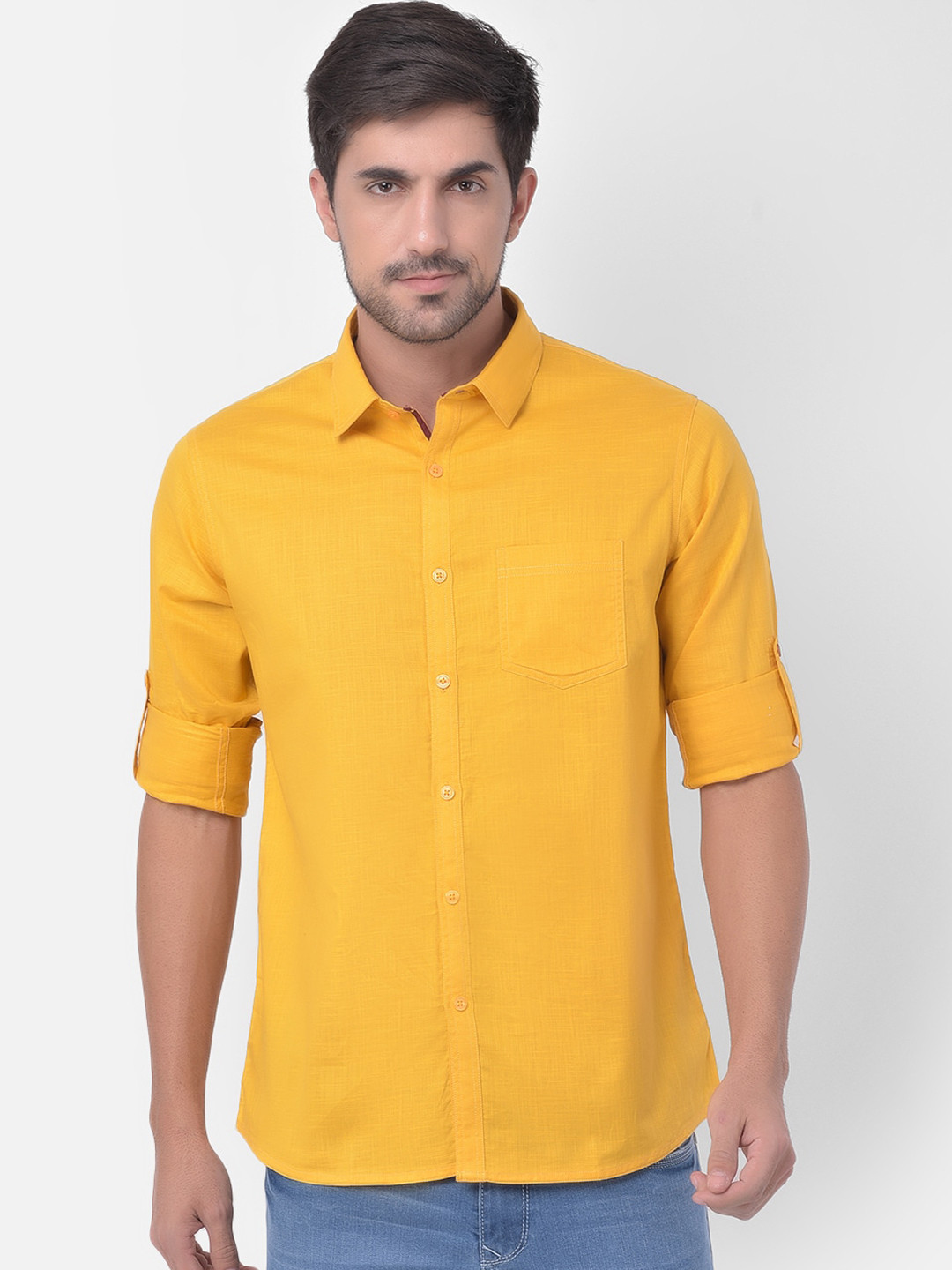 

Canary London Men Mustard Smart Slim Fit Casual Shirt