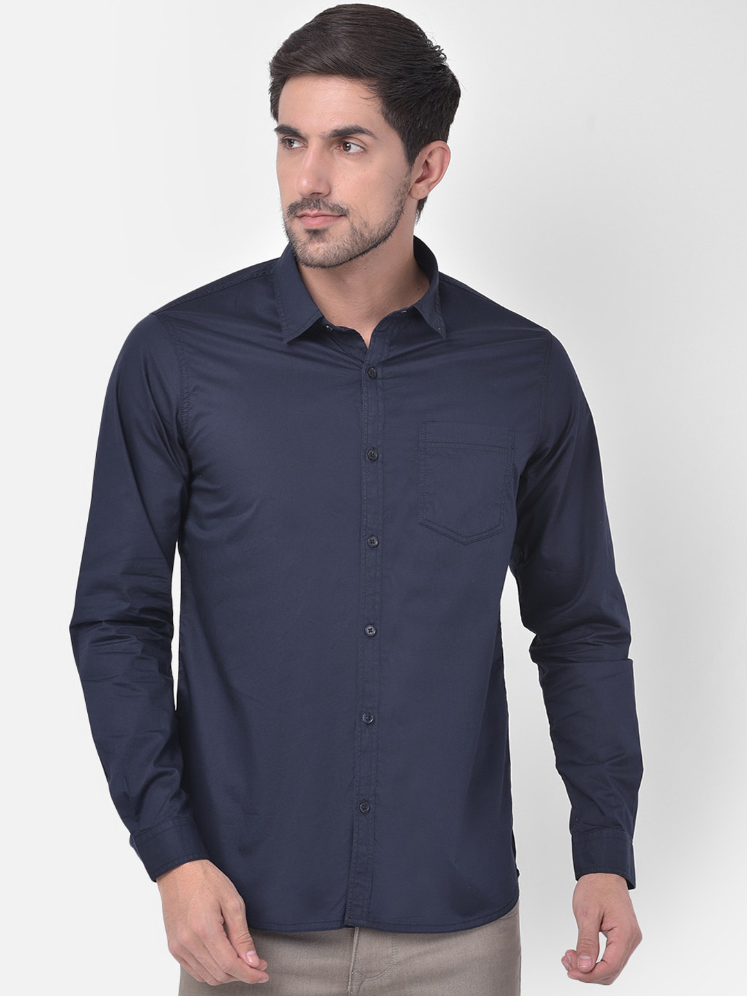 

Canary London Men Navy Blue Smart Slim Fit Casual Shirt