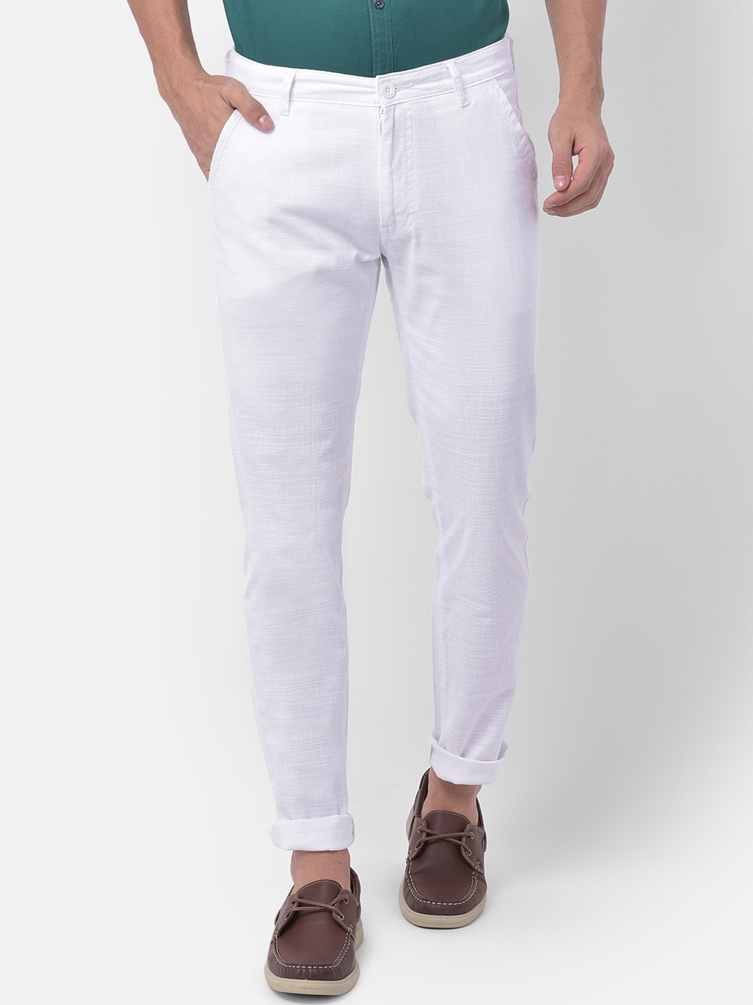 

Canary London Men White Slim Fit Trousers