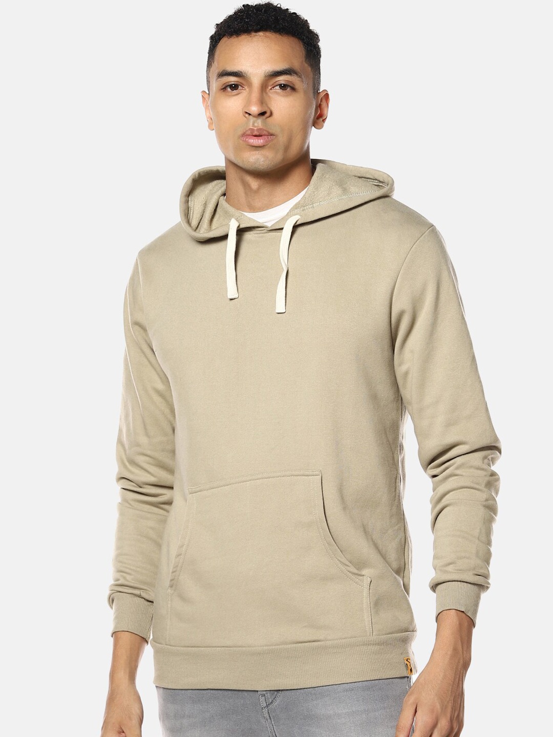 

Campus Sutra Men Olive Green Hooded Sweatshirt
