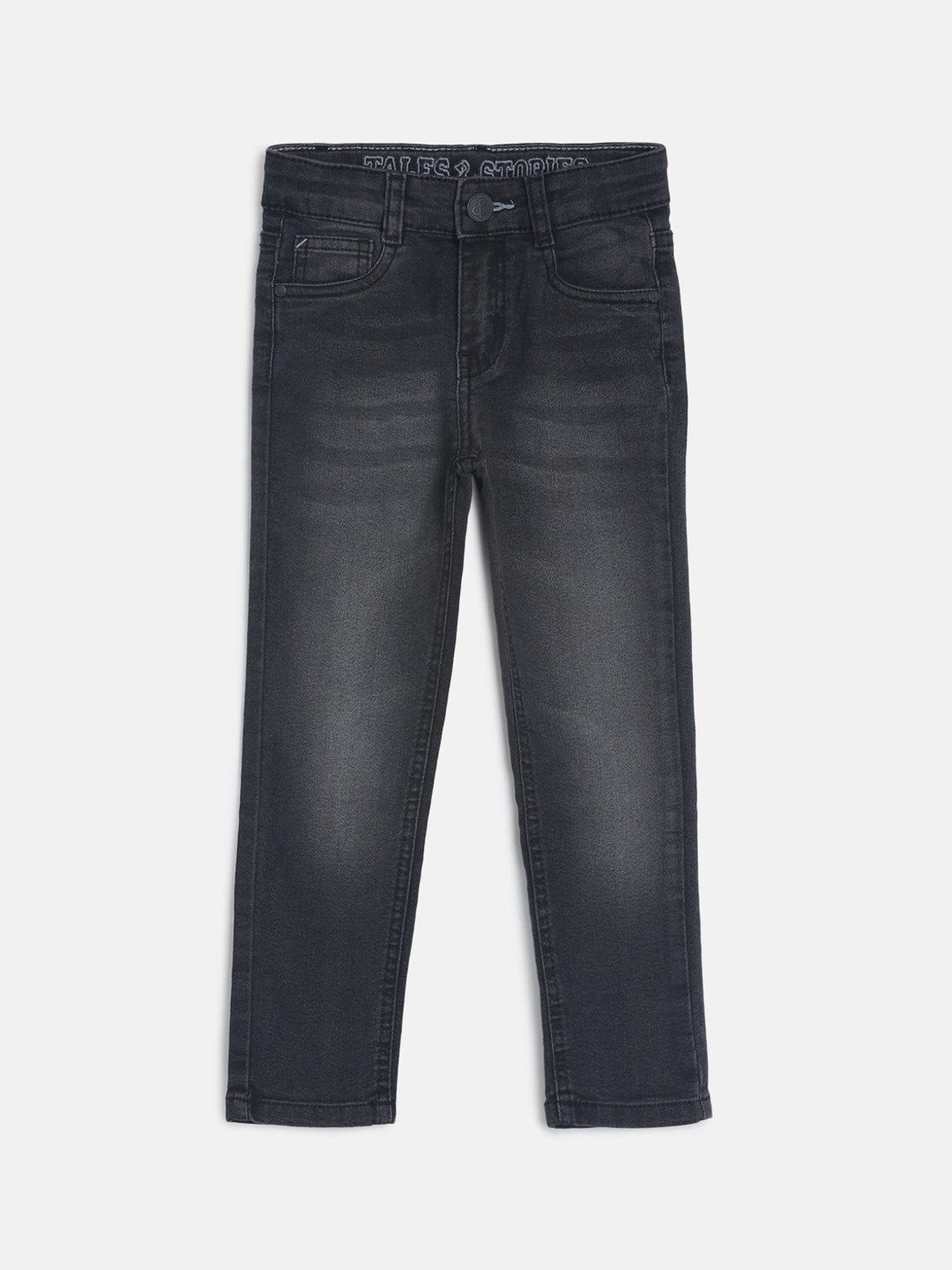 

TALES & STORIES Boys Black Slim Fit Heavy Fade Cotton Stretchable Jeans