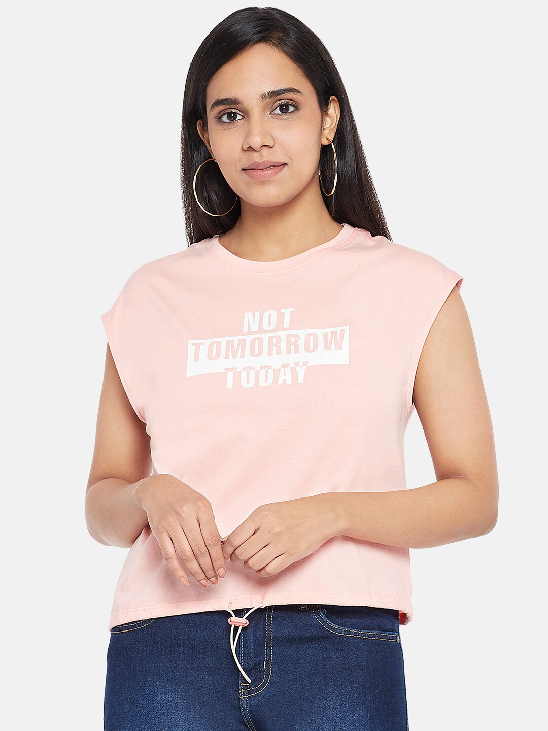 

People Pink Extended Sleeves Regular Top