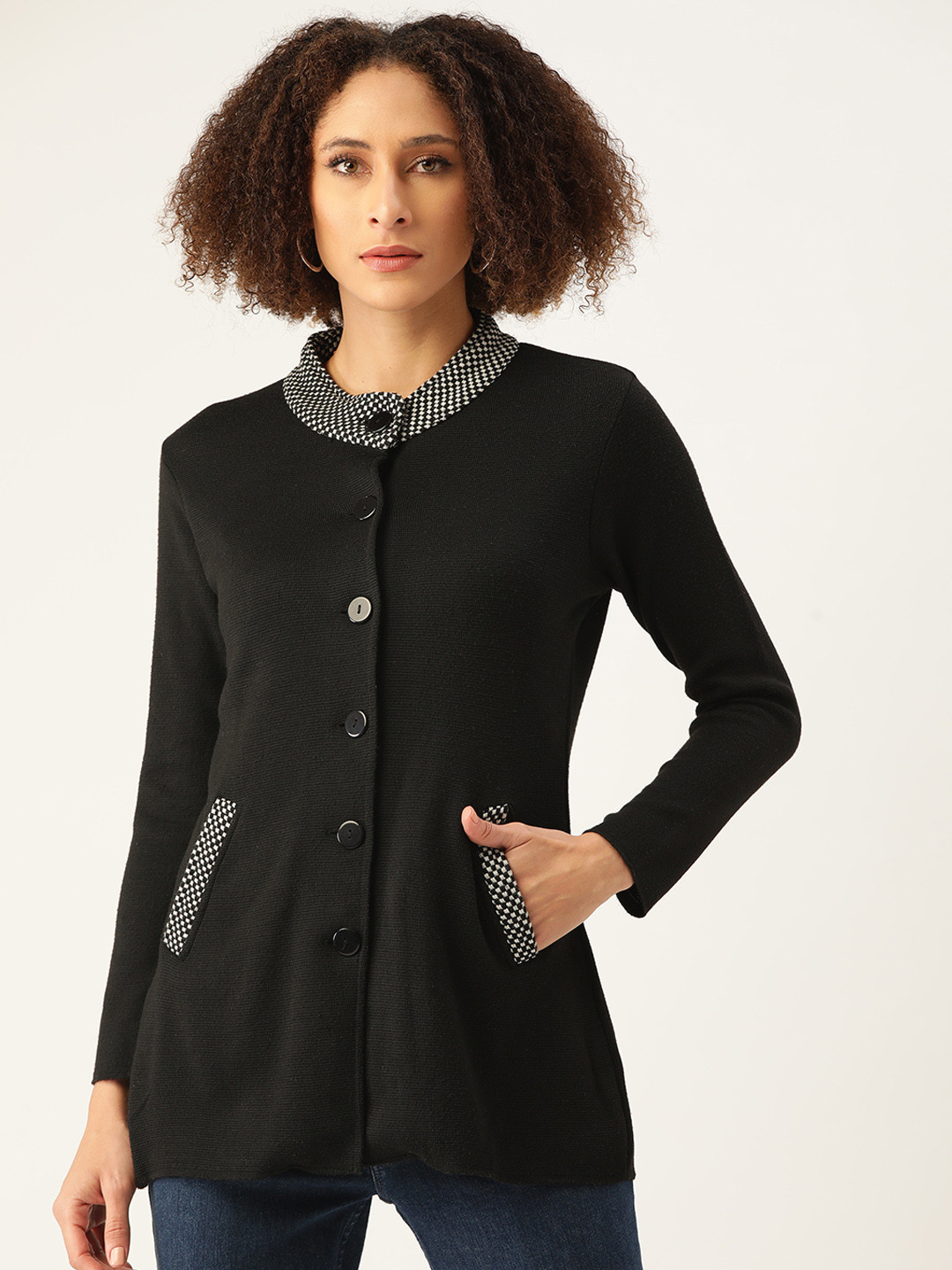 

American Eye Women Black Solid Cardigan