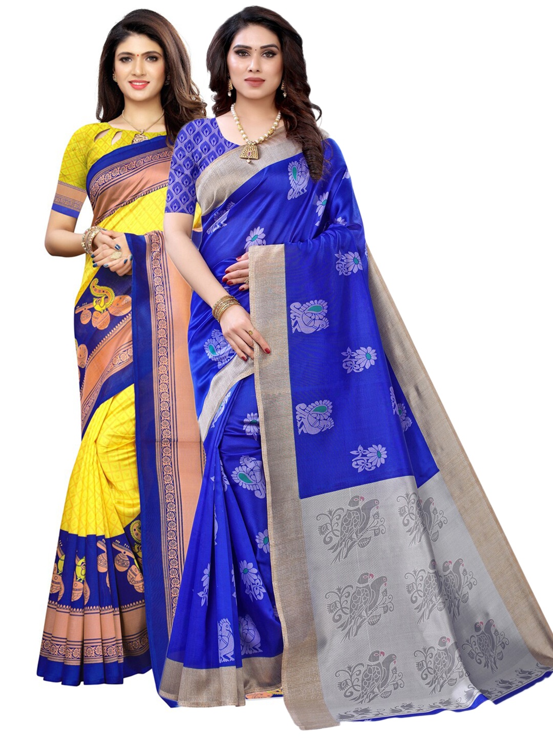 

KALINI Pack Of 2 Ethnic Motifs Printed Saree, Navy blue