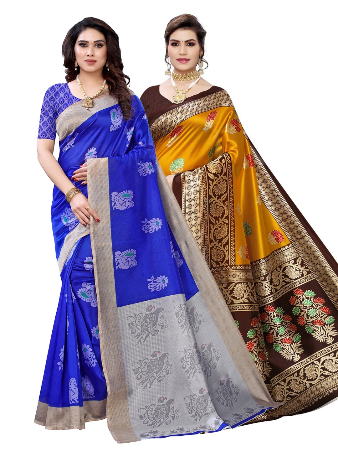 

KALINI Navy Pack Of 2 Printed Saree, Navy blue