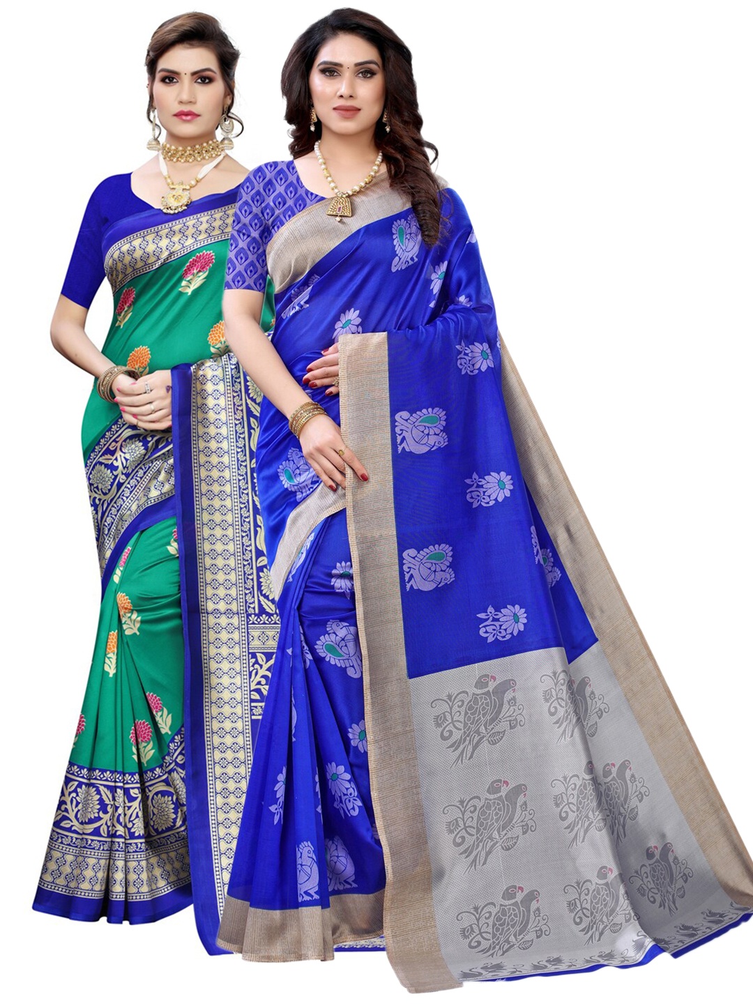 

KALINI Pack Of 2 Printed Saree, Blue