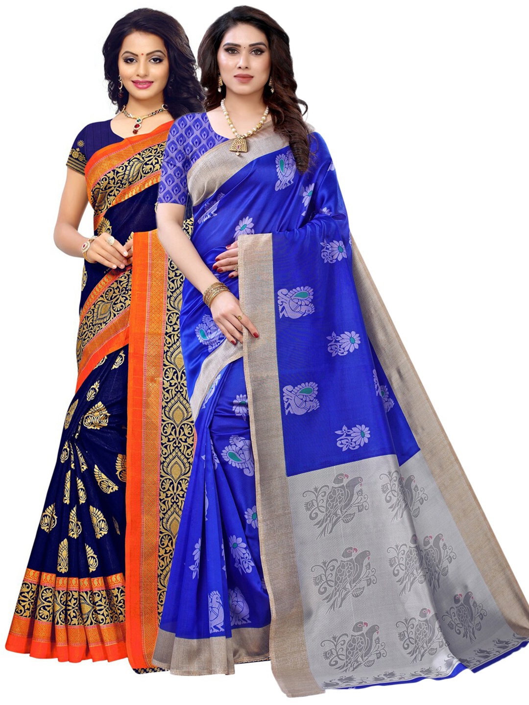 

KALINI Pack Of 2 Printed Saree, Blue