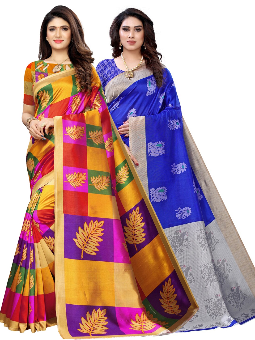 

KALINI Pack Of 2 Printed Saree, Blue