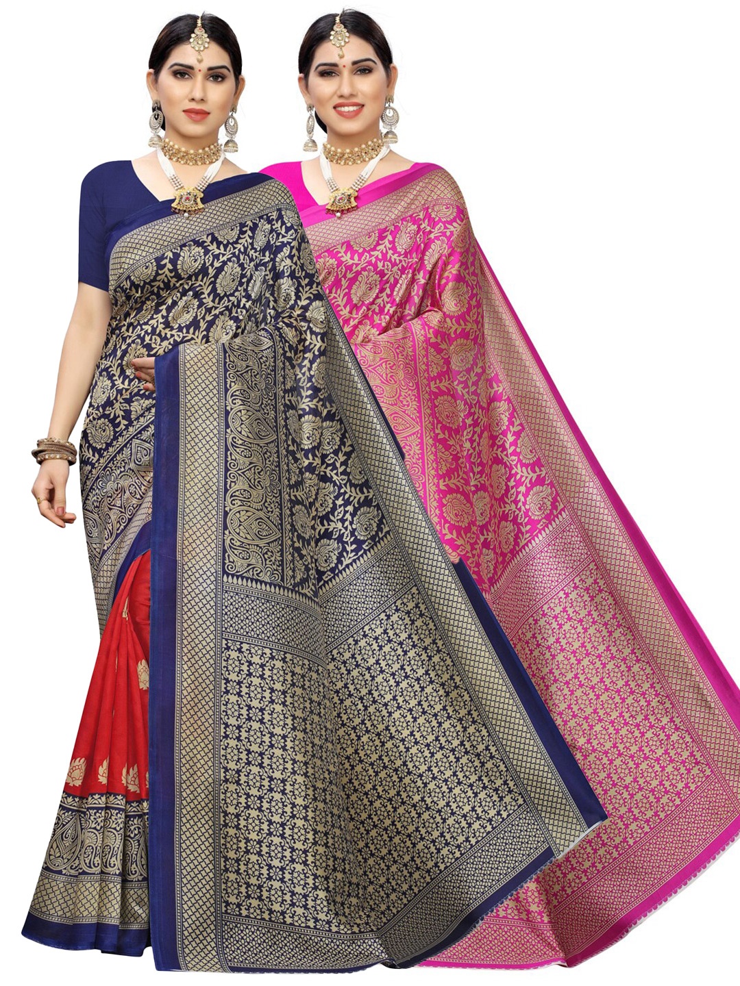 

KALINI Pack Of 2 Printed Ethnic Motifs Saree, Pink