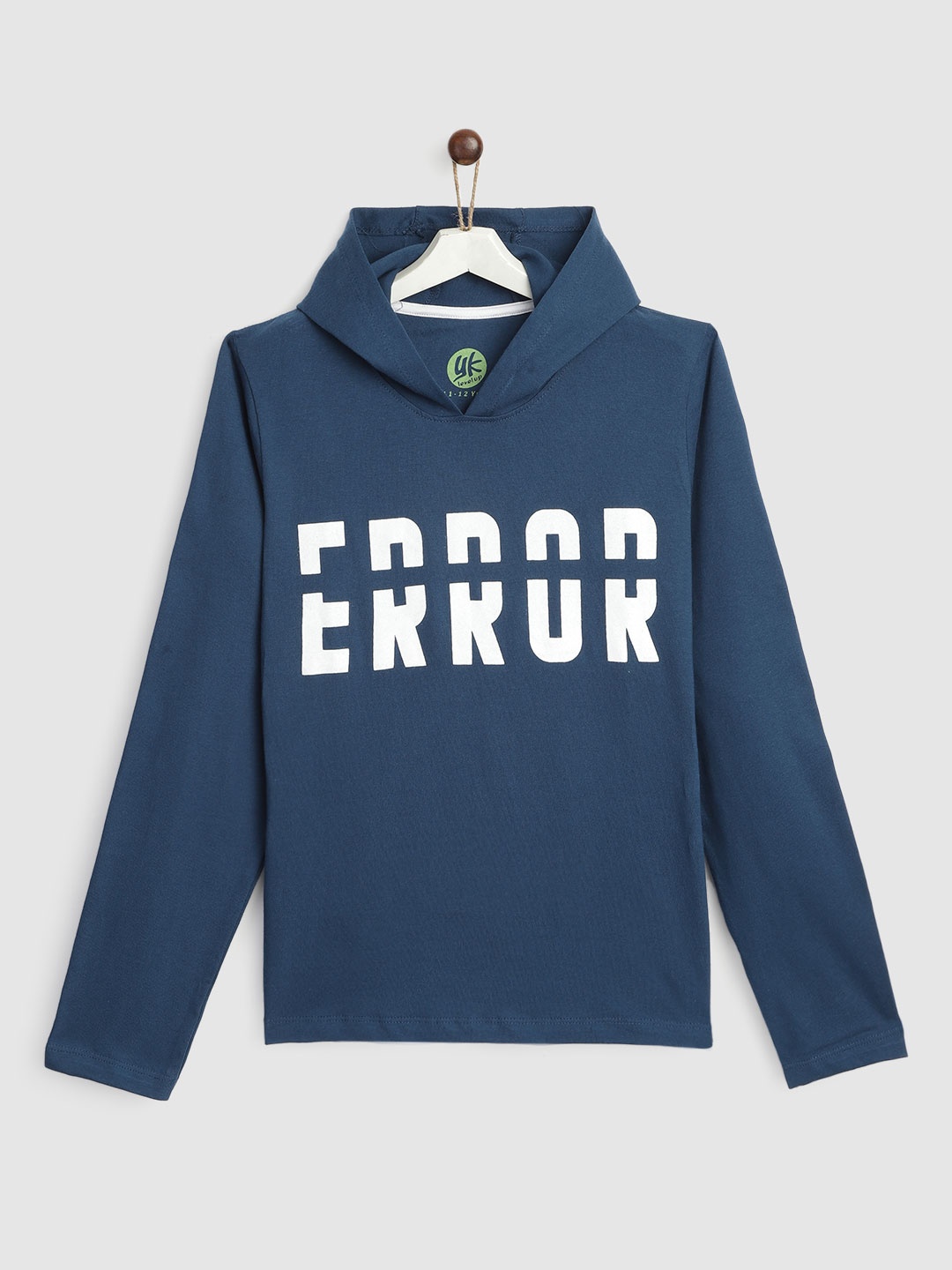 

YK Boys Navy Blue Cotton Typography Printed T-shirt