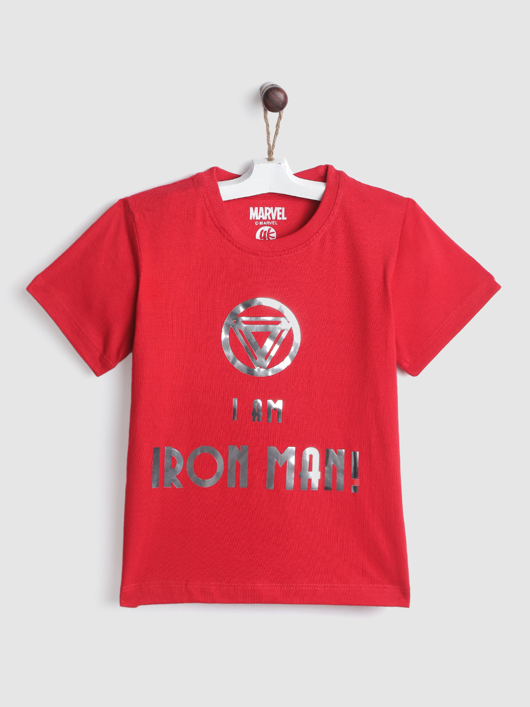 

YK Warner Bros Boys Red & Silver Cotton Iron Man Print T-shirt