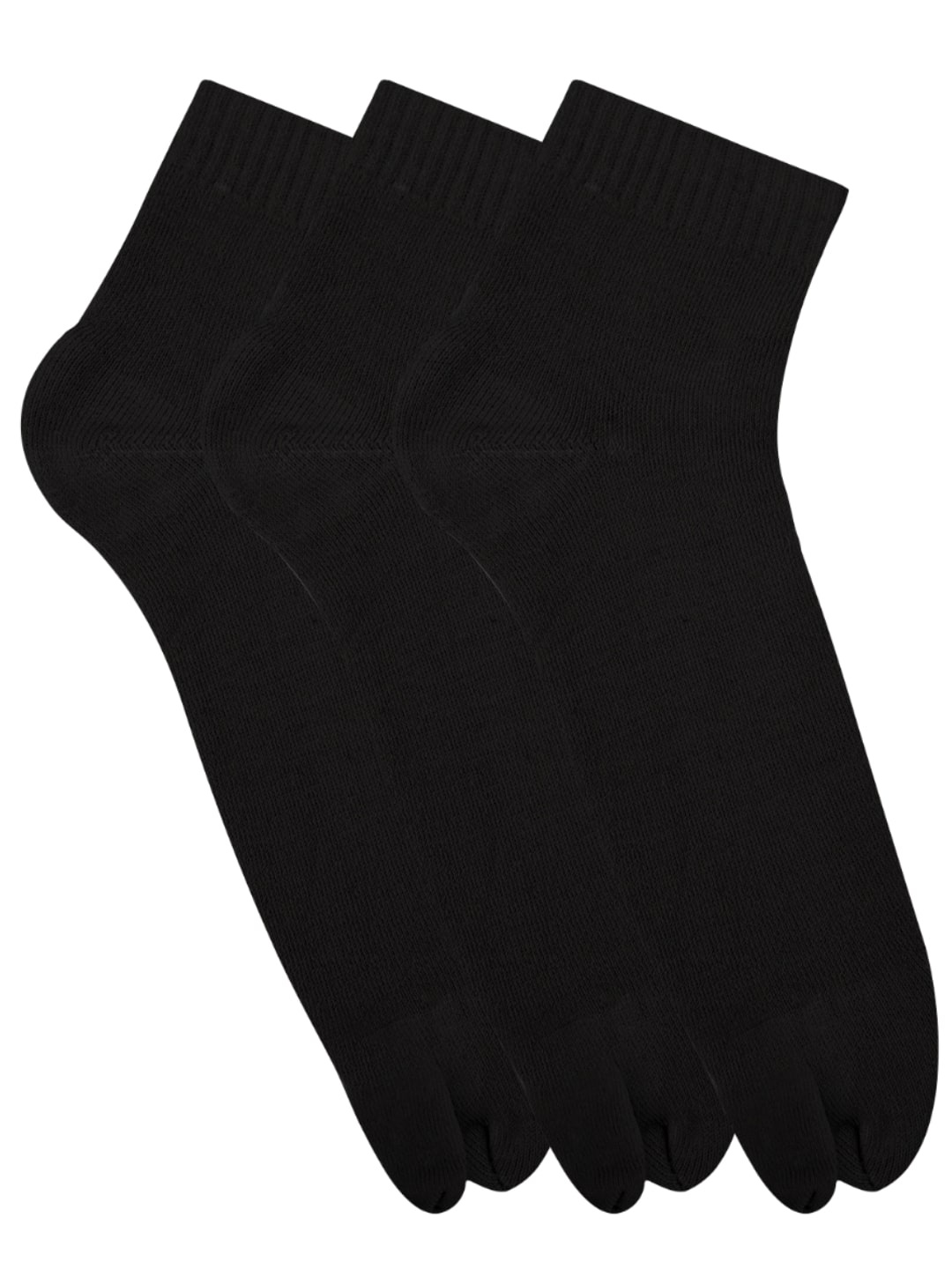 

N2S NEXT2SKIN Women Pack Of 3 Black Solid Cotton Terry Above Ankle-Length Thumb Socks