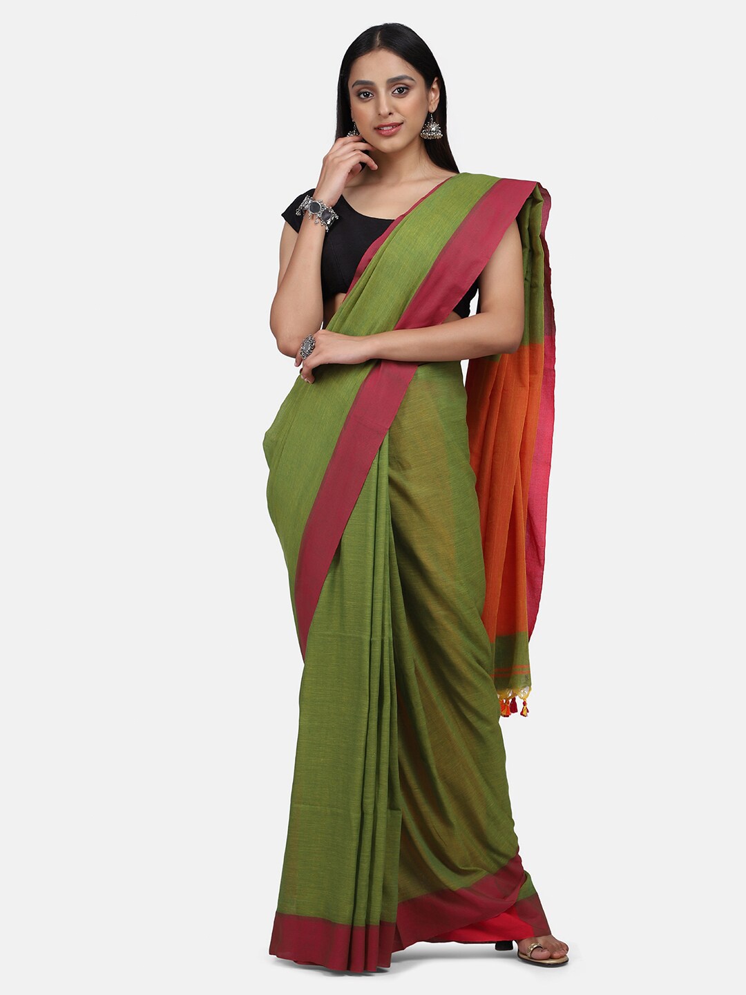 

Mirraw Green & Maroon Saree